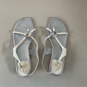 Stuart Weitzman Popsicle White Patent Leather Sandals, Size 8.5 B